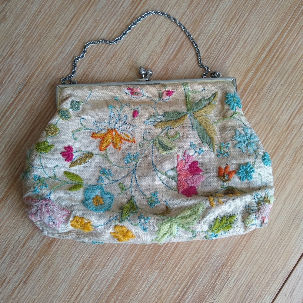 Vintage handmade embroidered purse